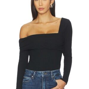 NWOT Lovers + Friends Black One-Shoulder Bodysuit